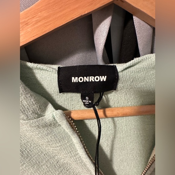 Monrow Supersoft Zip Up Hoodie Hoody Small Sage Matcha Jacket HJ321AFT NWT $168 - Picture 3 of 7